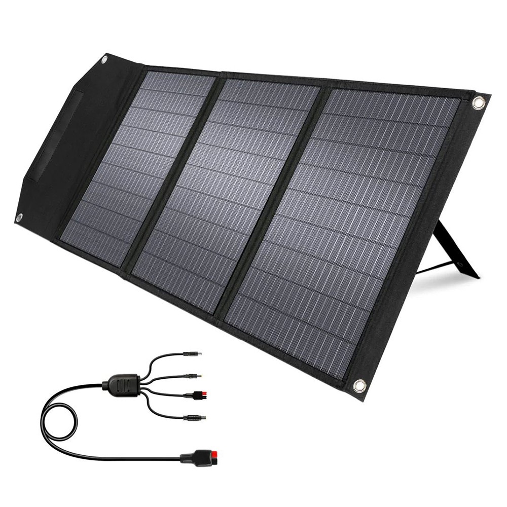 ROCKPALS RP081 60W Portable Foldable Solar Panel with Kickstand, 23% High Efficiency, IP65 Waterproof, Support Parallel