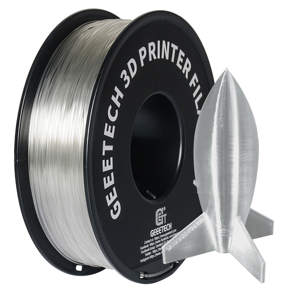 Geeetech PLA Filament for 3D Printer, 1.75mm Dimensional Accuracy +/- 0.03mm 1kg Spool (2.2 lbs) - Transparent
