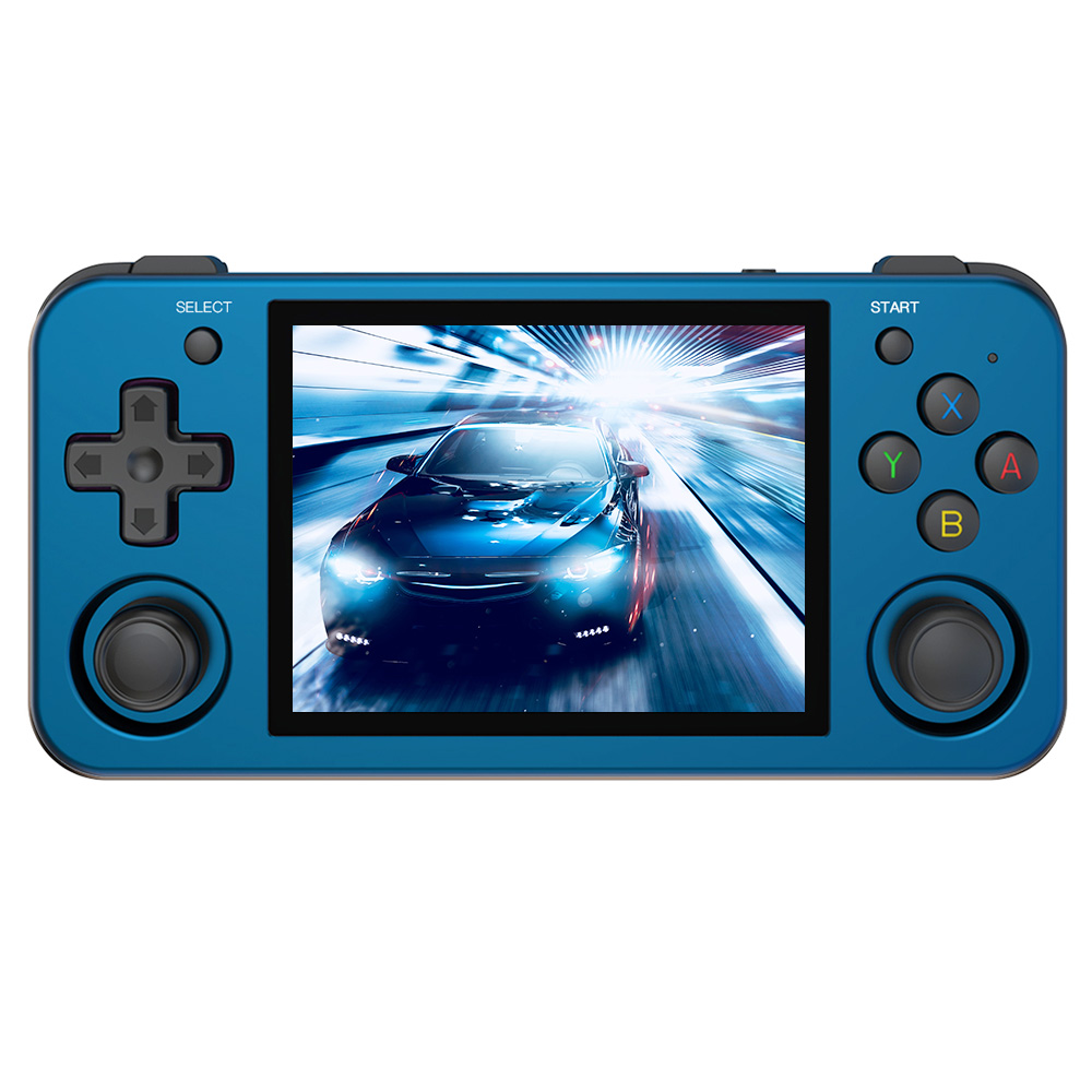ANBERNIC RG353M Handheld Game Console, 3.5'' IPS Screen Android 32GB high-speed eMMC 5.1 Linux 16GB, 64GB TF Card - Blue