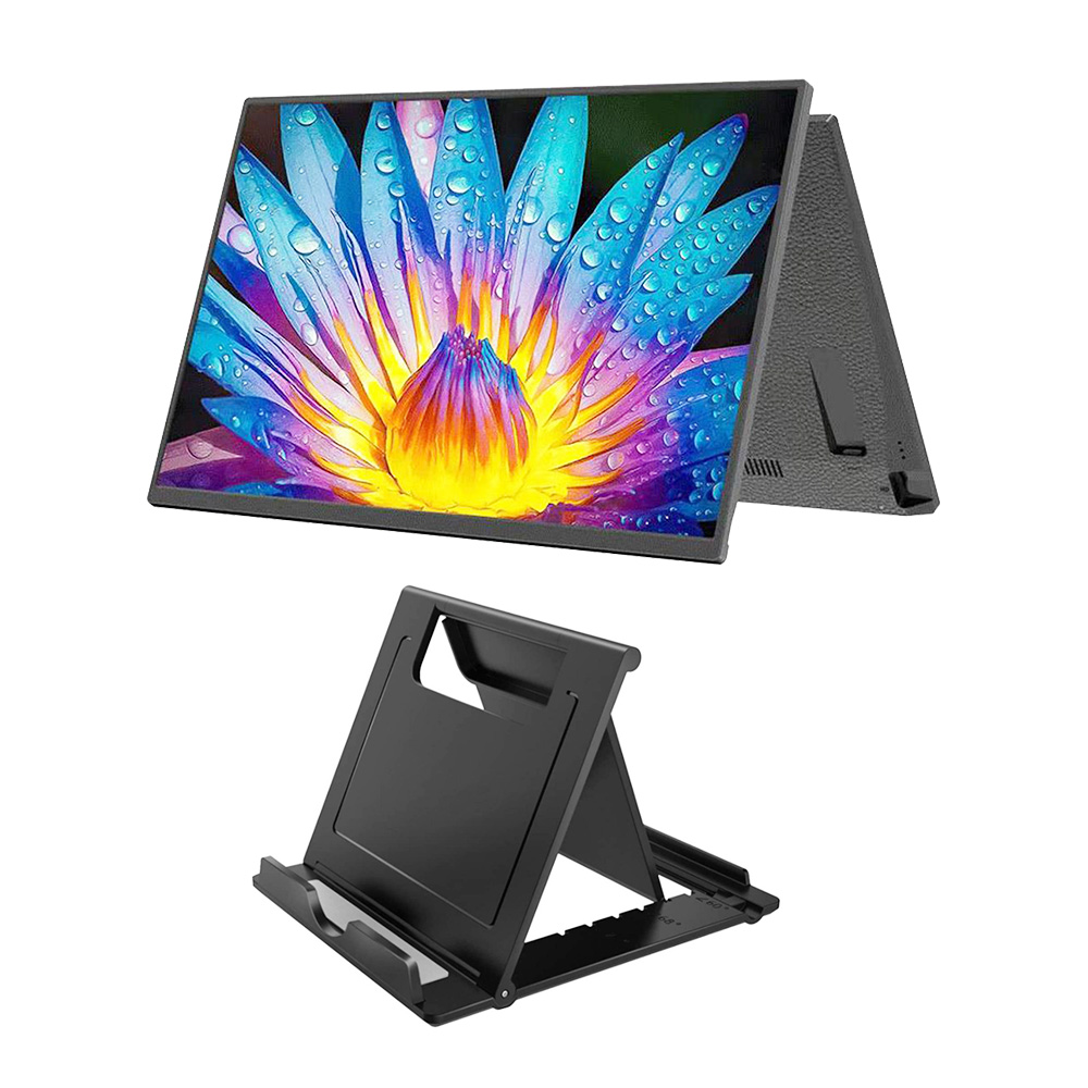 AOSIMAN 140FCC Portable 14 Inch Monitor 1920*1200 Resolution + HDR IPS Panel Plastic Shell Dual Speakers with Stand - US Plug