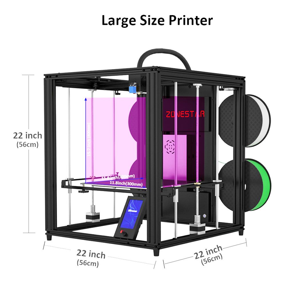 Zonestar Z9V5Pro-MK4 4 Extruders 3D Printer, 4 Colors, Auto Leveling, 32 Bit Control Board, Resume Printing, TFT-LCD, 300x300x400mm