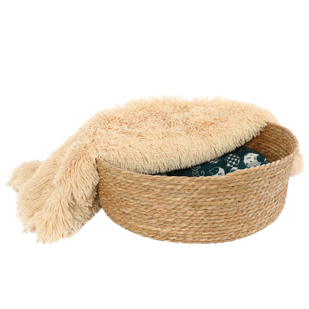 Fluffee Cat Bed with Blanket, Basket & Cushion