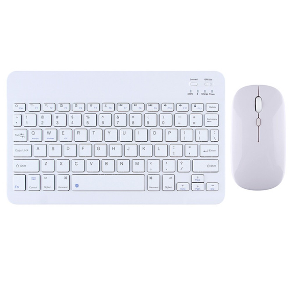 Bluetooth Wireless Keyboard Mouse Set for Android IOS Windows Phone Tablet - White