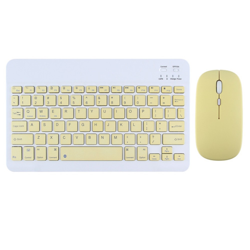 Bluetooth Wireless Keyboard Mouse Set for Android IOS Windows Phone Tablet - Yellow