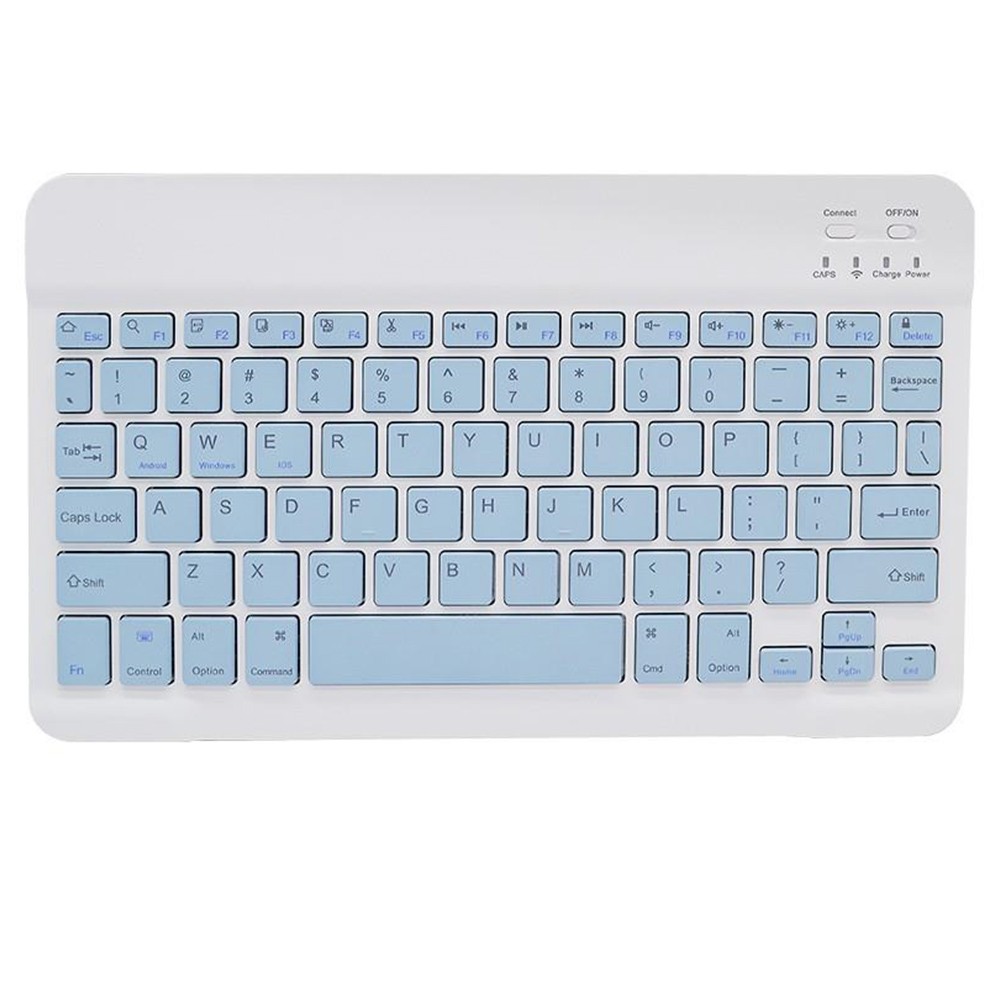 

Wireless Bluetooth Keyboard for iPad Rubber Key Cap Rechargeable Keyboard for Android, iOS, Windows, Smartphone - Light Blue