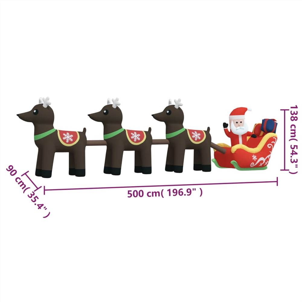 Christmas Inflatable Santa and Reindeer Decoration LED 138 cm