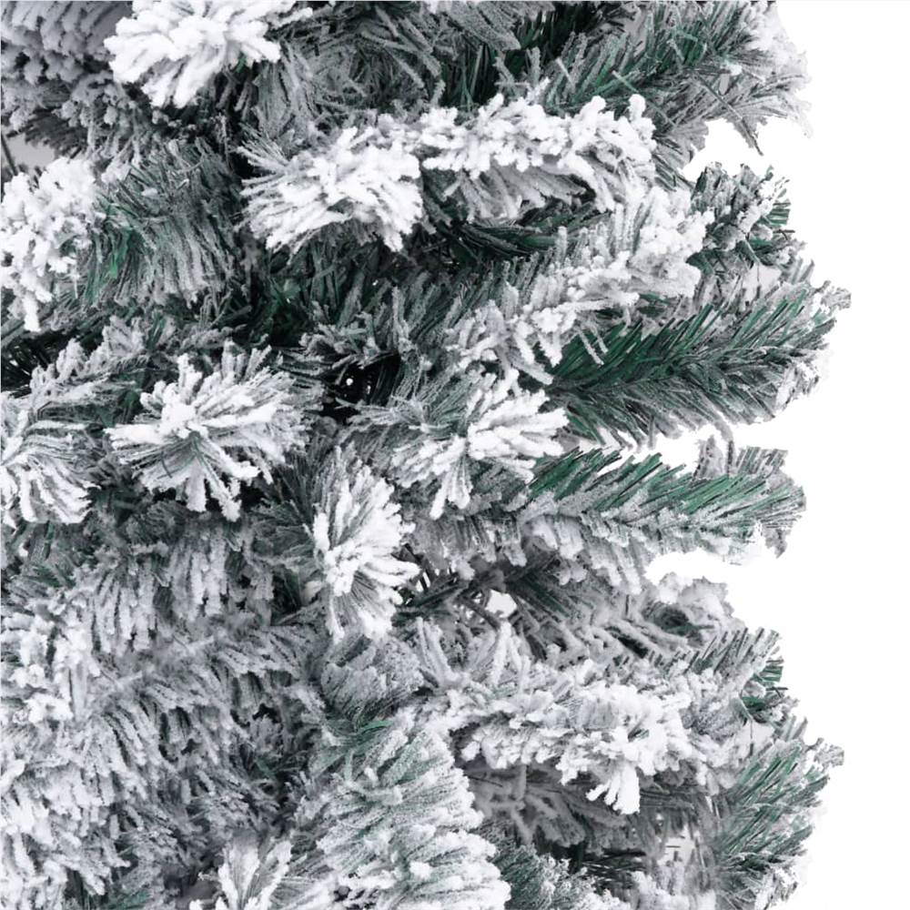 Slim Artificial Christmas Tree with Flocked Snow Green 180 cm PVC