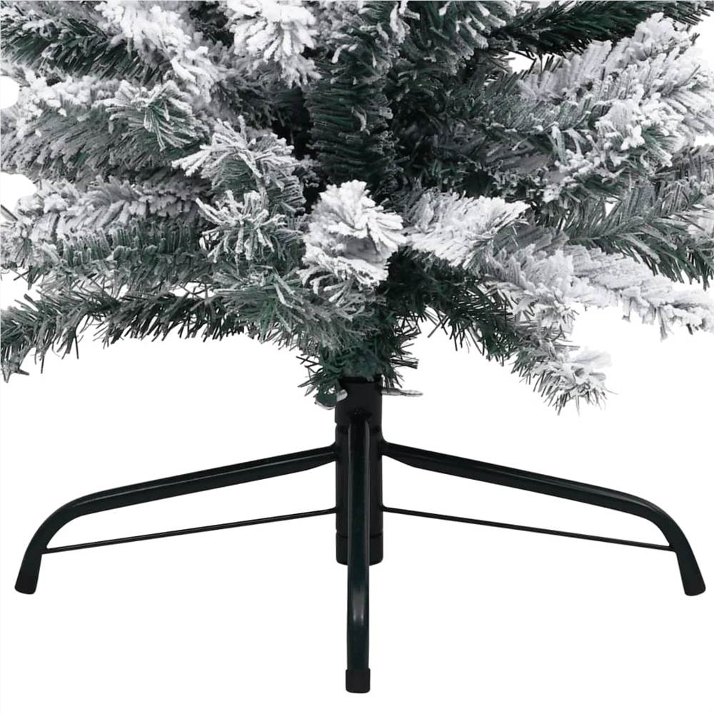 Slim Artificial Christmas Tree with Flocked Snow Green 180 cm PVC