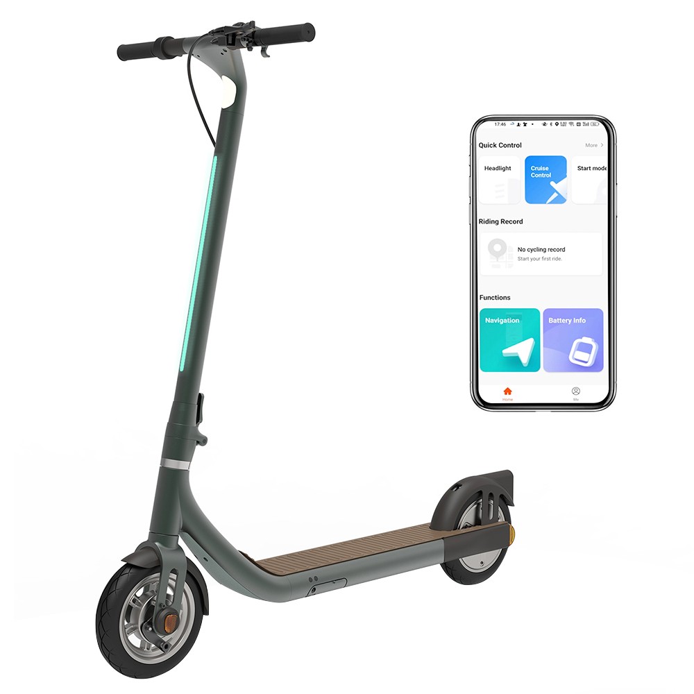 Atomi Alpha Folding Electric Scooter 9 Inch Tires 650W Motor 30Km/h Max Speed 36V 10Ah Battery for 40KM Max Range 120KG Max Load Support App Control Built-in Combination Lock - Pine Green