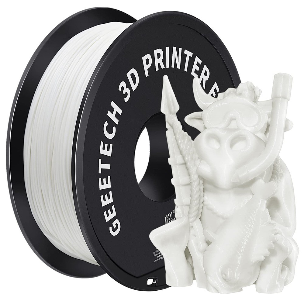 Geeetech ABS Filament for 3D Printer, 1.75mm Dimensional Accuracy +/- 0.03mm 1kg Spool (2.2 lbs) - White