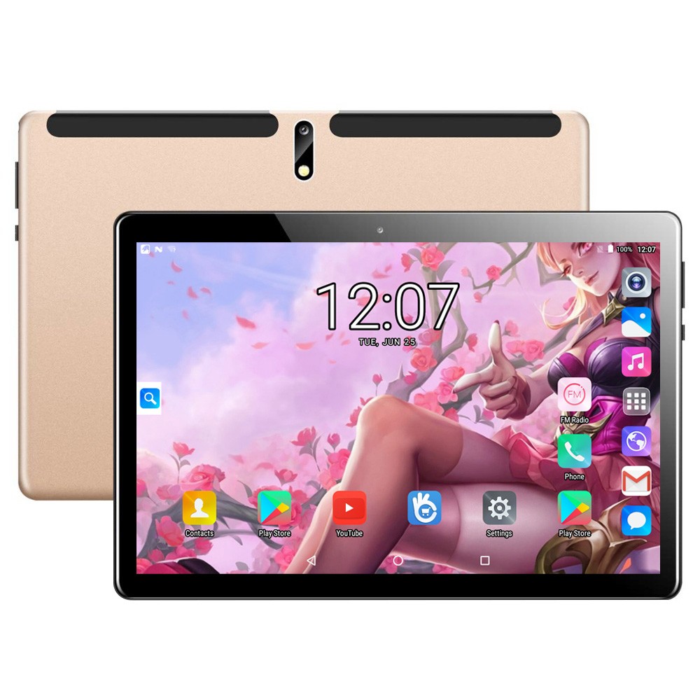 BDF M107 10.1 Inch 4G LTE Tablet for Kids Octa Core 2GB+32GB Android 10 8MP+2MP Dual Camera - Golden