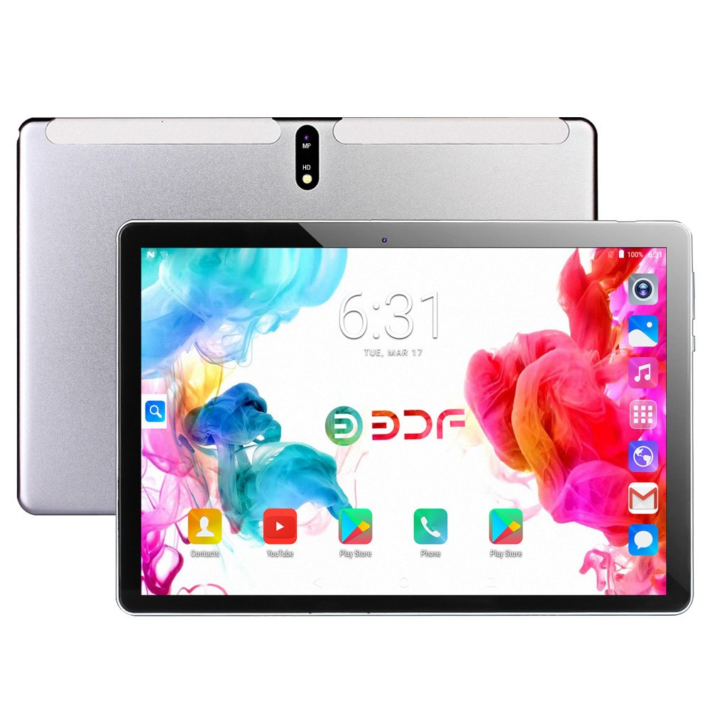 BDF M107 10.1 Inch 4G LTE Tablet with Leather Case Silver