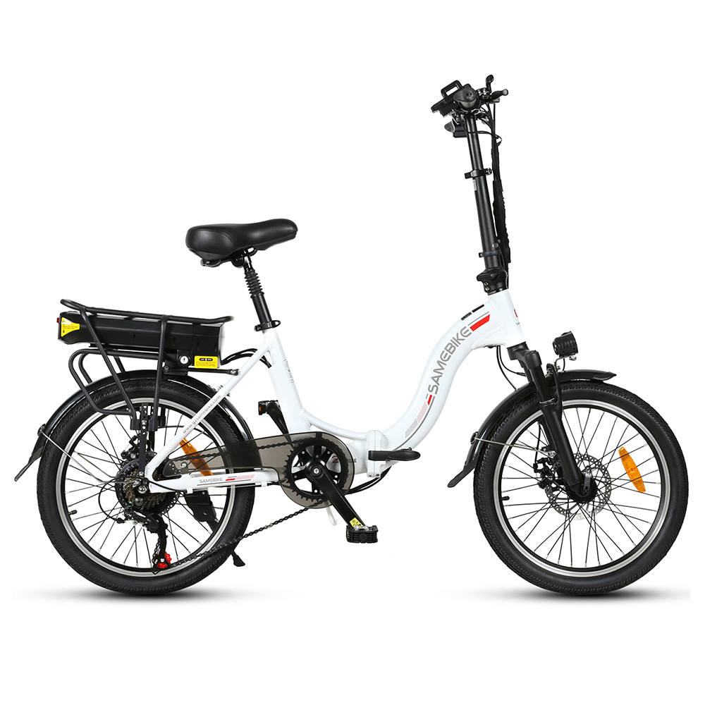 

SAMEBIKE JG20 Smart Folding Electric Moped Bike 350W Motor 10Ah Battery 32km/h Max Speed 20 Inch Tire - White