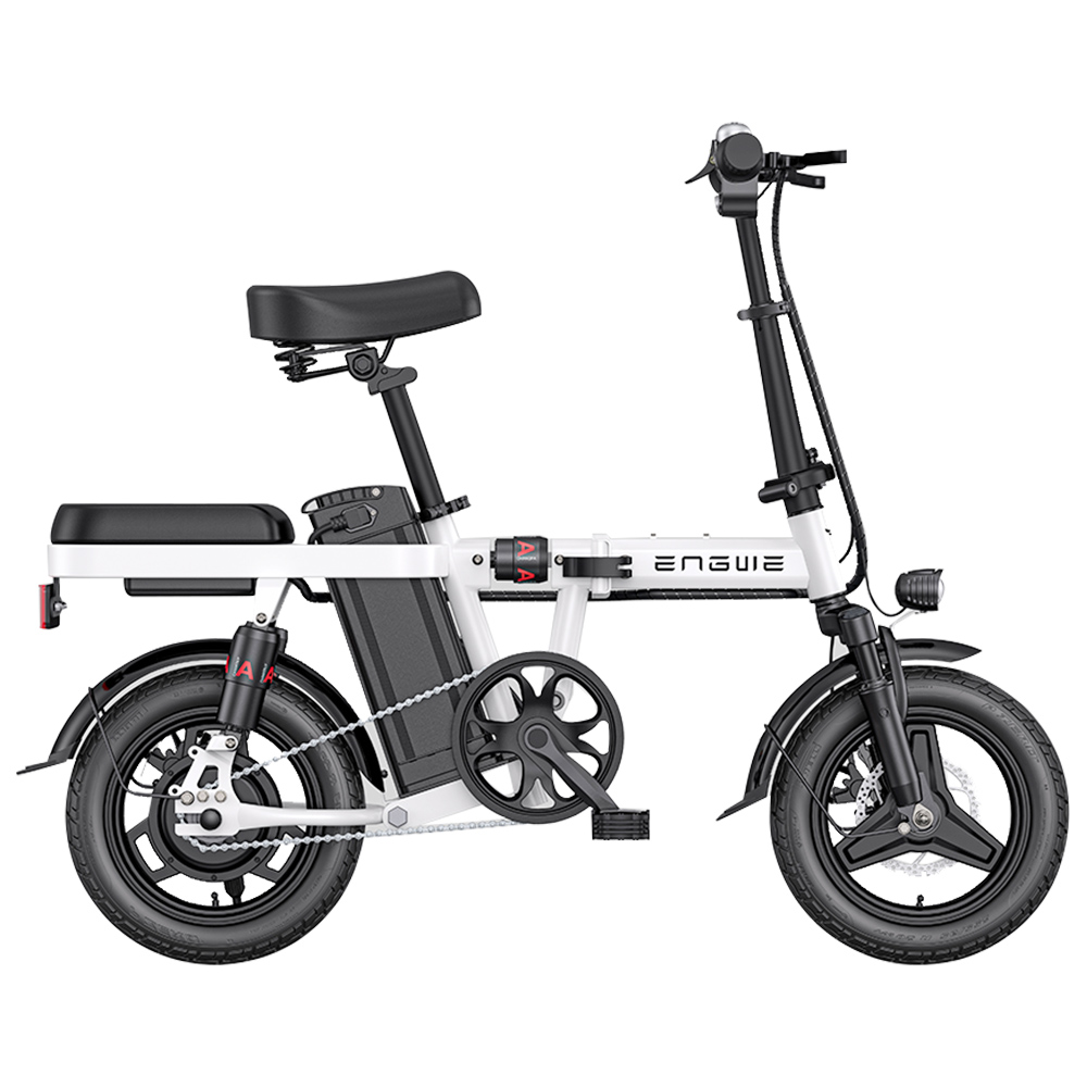 ENGWE T14 Folding Electric Bicycle 14 Inch Tire 350W Brushless Motor 48V 10Ah Battery 33Km/h Max Speed 80KM Range 100KG Load - White