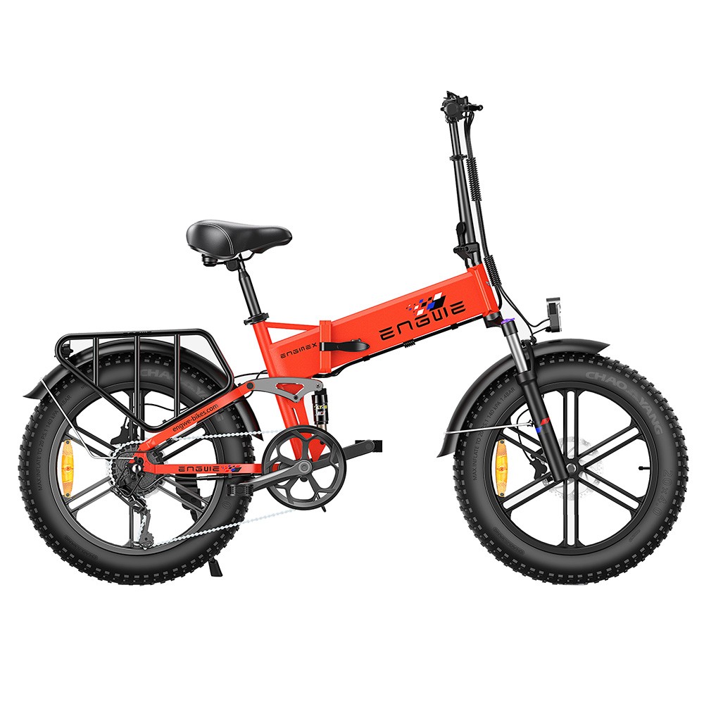 ENGWE X 250W Motor Folding Electric Bike 20*4.0 Fat Tire 13Ah Battery 25km/h Max Speed 100km Range - Red