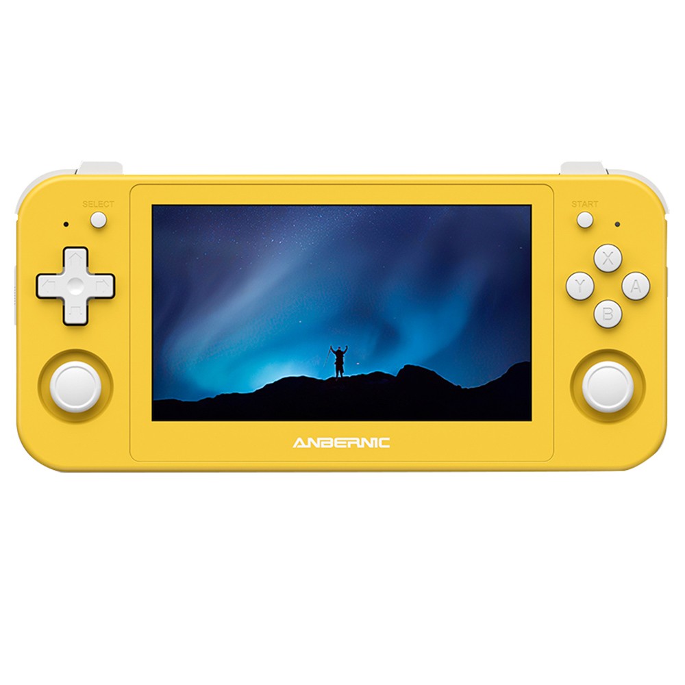 ANBERNIC RG505 Handheld Game Console+256GB TF Card 4000 Games, Unisoc Tiger T618 64-bit Cota-core, 4.95'' OLED Touch Screen, 4+128GB Memory, Android 12, 5000mAh Battery, 8H Play Time, 2.4/5G WiFi - Yellow