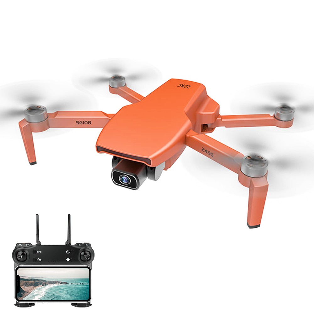 

ZLL SG108 RC Drone with 4K Adjustable Camera GPS Smart Return Tap Flight, 28min Flight Time - Two Batteries Orange