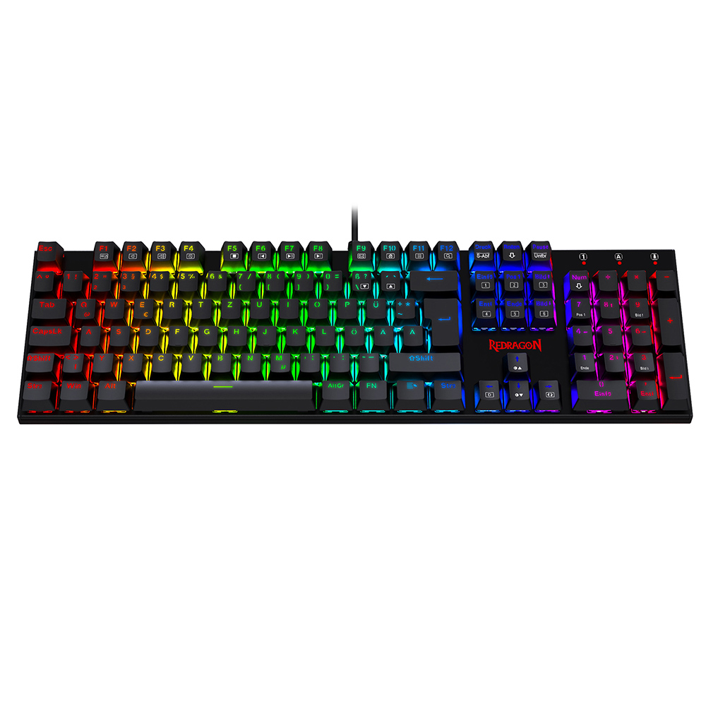 Redragon 105-Key Mechanical Keyboard RGB Backlit German Layout