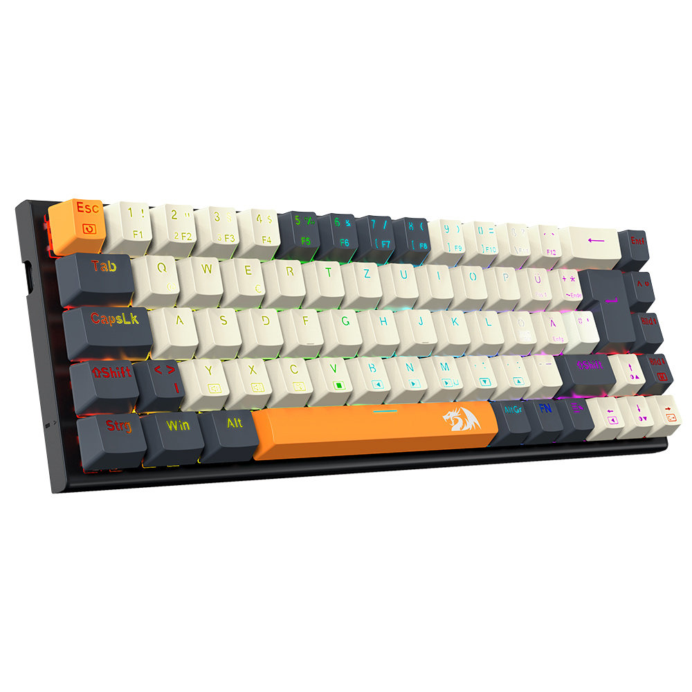 

Redragon QWERTZ German Layout K633CGO-RGB Ryze 68-Key Mechanical Gaming Keyboard, Red Switch RGB Backlight Metal Panel USB-C Wired Connection, Hot-Swappable Mechanical Switches Programmable Keys Colorful PBT Keycaps with 4 Extra Outemu Switches