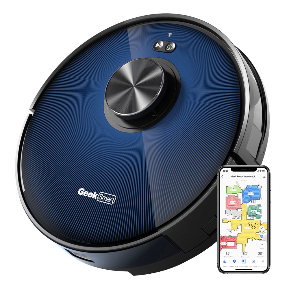 Geek Chef Smart L7 Robot Vacuum Cleaner, 2700Pa Suction, LDS Navigation, 680ml Dustbin, 2600mAh Battery, WiFi Connection, APP Control, 130min Runtime