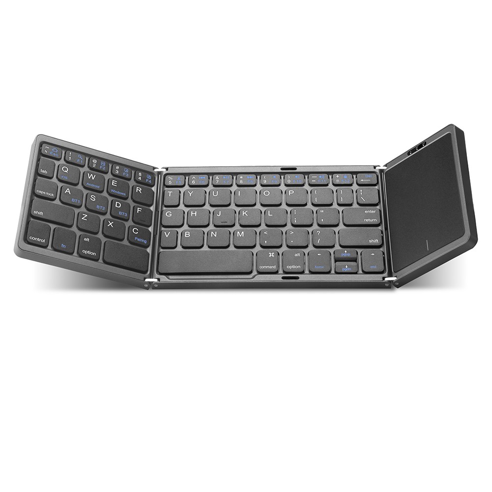 

Foldable Bluetooth Wireless Keyboard Rechargeable with Touchpad for Windows, iOS, Android Tablet, Smartphone - Black