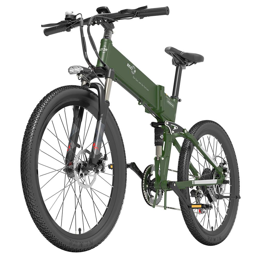 

Bezior X500 Pro Folding Electric Bike Bicycle 26 Inch Tire 500W Motor Max Speed 30Km/h 48V 10.4Ah Battery Aluminum Alloy Frame Shimano 7-Speed Shift 100KM Power-Assisted Range LCD Display IP54 Waterproof Max Load 200KG - Army Green