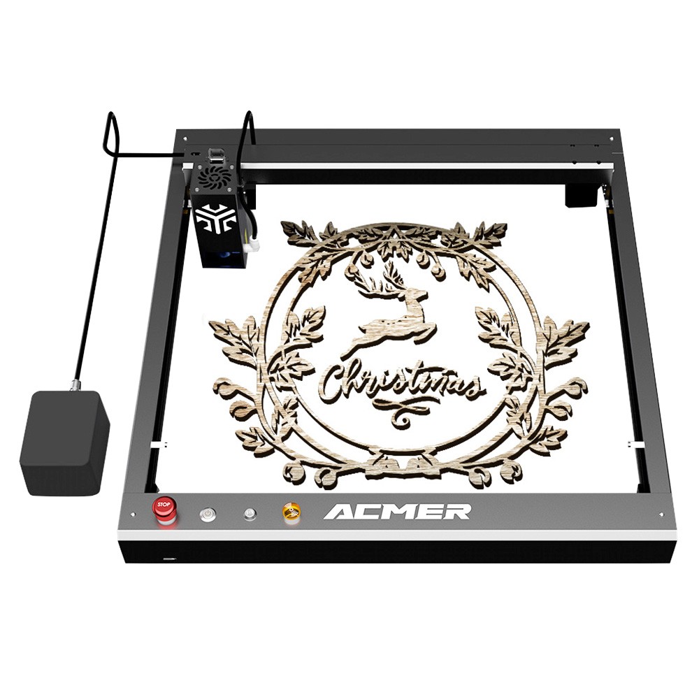 ACMER P2 33W Laser Cutter, Engraving at 24000mm/min, Auto Air Assist, 0.08*0.1mm Compressed Spot, Cut 25mm Acrylic, iOS Android App Control, 420*400mm