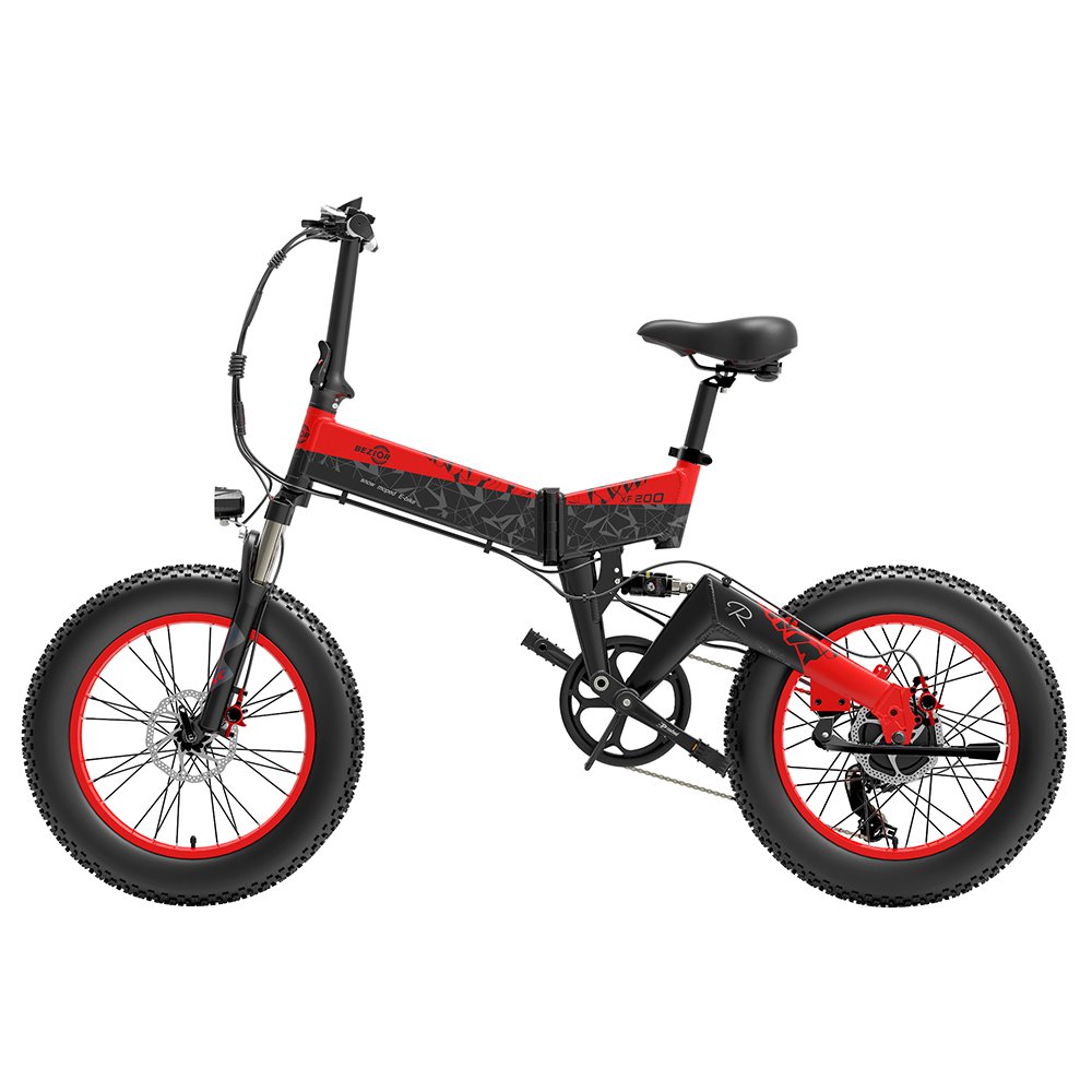 BEZIOR XF200 Off-road Electric Bike All Terrain Electric Bicycle 20x4'' Fat Tire 48V 1000W Motor 40km/h Max Speed 15Ah Battery Shimano 7-speed Shifting System - Black Red