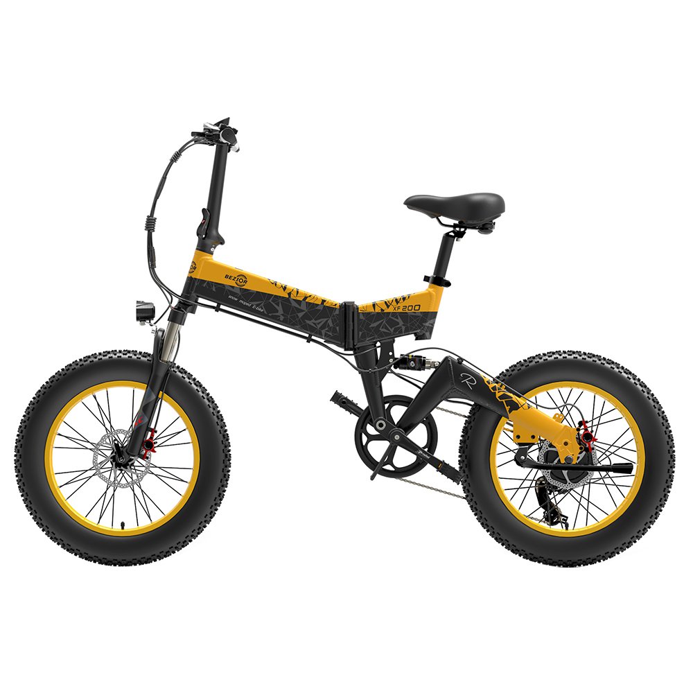 

Bezior XF200 Off-road Electric Bike All Terrain Electric Bicycle 20x4'' Fat Tire 48V 1000W Motor 40km/h Max Speed 15Ah Battery Shimano 7-speed Shifting System - Black Yellow