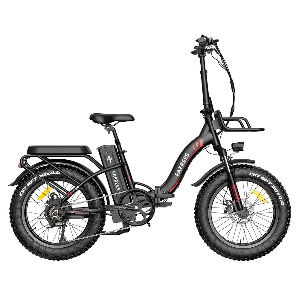FAFREES F20 Max Electric Bike 20*4.0 Inch Fat Tire 500W Brushless Motor 25Km/h Speed Removable 48V 22.5Ah Lithium Battery Front & Rear Disc Brakes Shimano 7-Speed Gear 150KG Max Speed Folding E-bike with Footrest - Black