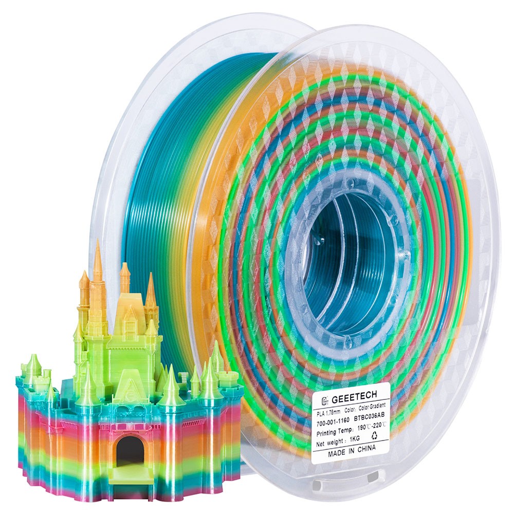 

Geeetech PLA Filament for 3D Printer, 1.75mm Dimensional Accuracy +/- 0.03mm 1kg Spool (2.2 lbs) - Multicolor, Mix color