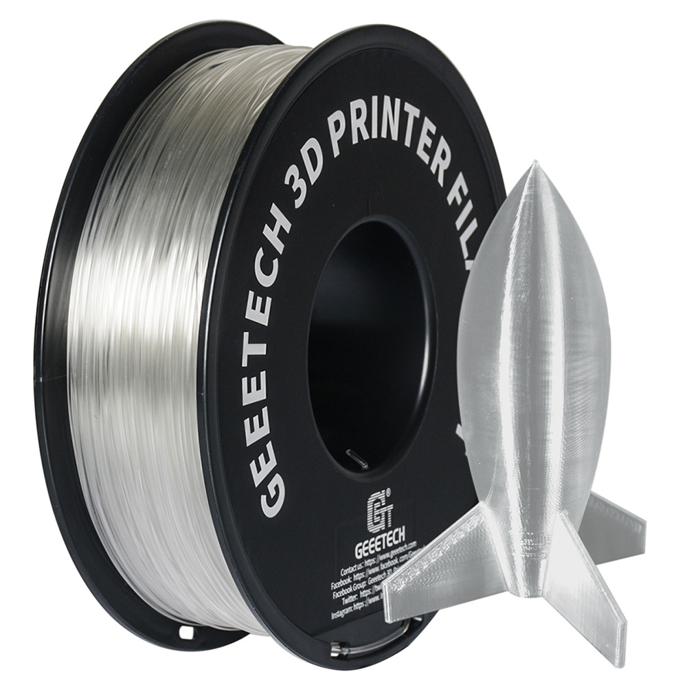 

Geeetech PLA Filament for 3D Printer, 1.75mm Dimensional Accuracy +/- 0.03mm 1kg Spool (2.2 lbs) - Transparent