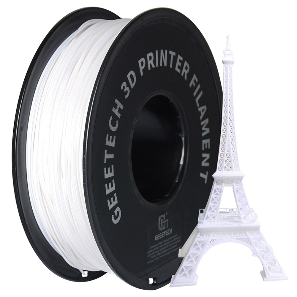 Geeetech PLA Filament for 3D Printer, 1.75mm Dimensional Accuracy +/- 0.03mm 1kg Spool (2.2 lbs) - White
