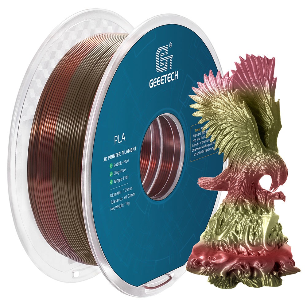 

Geeetech Silk PLA Filament for 3D Printer, 1.75mm Dimensional Accuracy +/- 0.03mm 1kg Spool (2.2 lbs) - Bronze Rainbow, Mix color