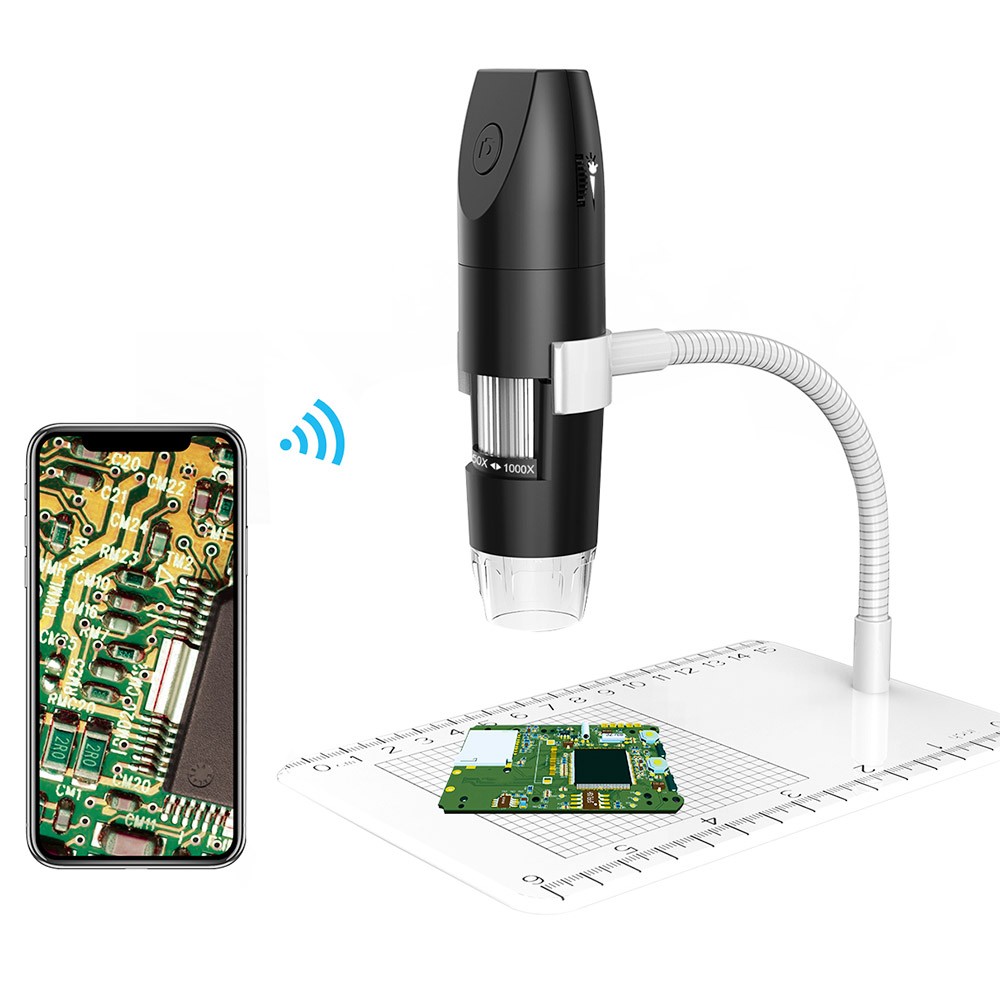 ANESOK 316 WiFi Microscope with Graduated Stand, 2MP Pixel, 1000X Magnification, 1920*1080 Resolution, 550mAh Battery, 8 LED Lights