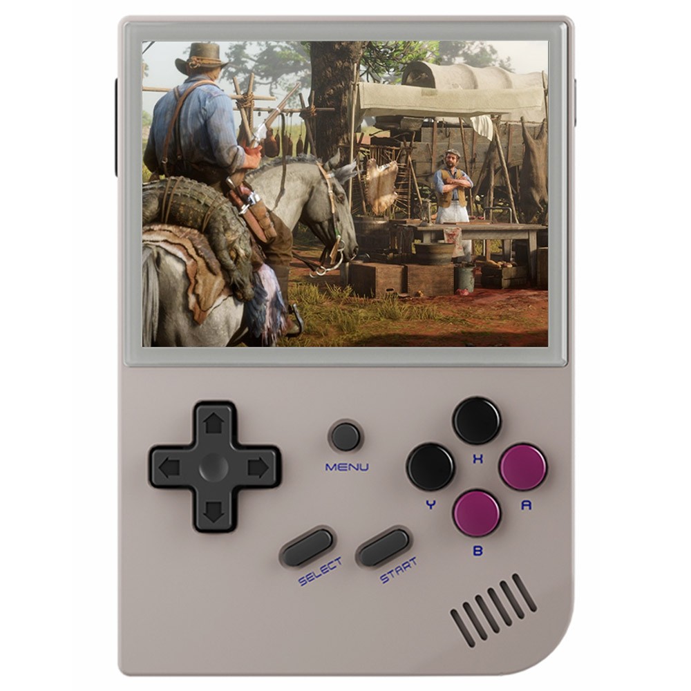 ANBERNIC RG35XX Handheld Game Console 3.5-inch IPS Full Screen, Linux, 64+128GB SD Card 8000 Games, Support PS1, CPS, FBA, NEOGEO, GBA, GBC, GB, SFC, FC, MAME, MD, GG, PCE, NGPC, SMS, WSC, Grey
