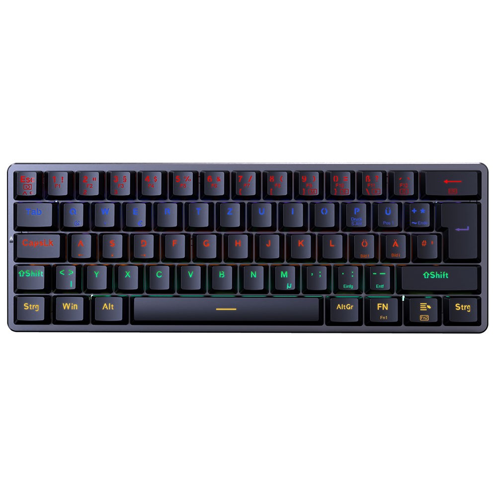 

Redragon K615-R Elise Wired Rainbow Backlit Mechanical Keyboard Ultra-Thin 61 Keys Blue Switch German Layout-Black