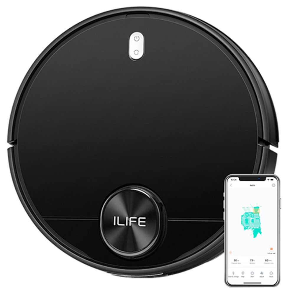 ILIFE A11 Robot Vacuum Cleaner, 4000Pa Suction, 0.45L Dust Box, 5200mAh Battery, Multi-Floor Mapping, App Control, 150min Runtime - Black
