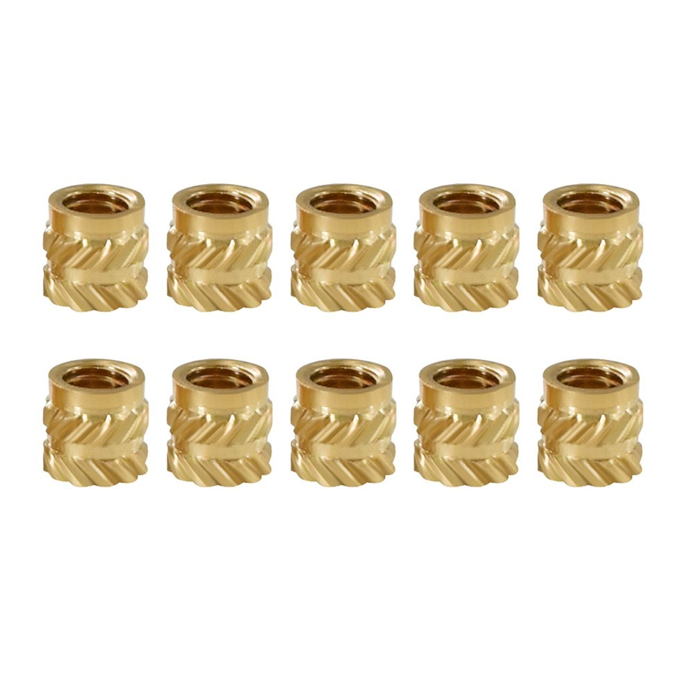 TWO TREES Mellow Brass Hot Melt Insert Nuts SL-Type Double Twill Knurled Nuts, 10Pcs - M3