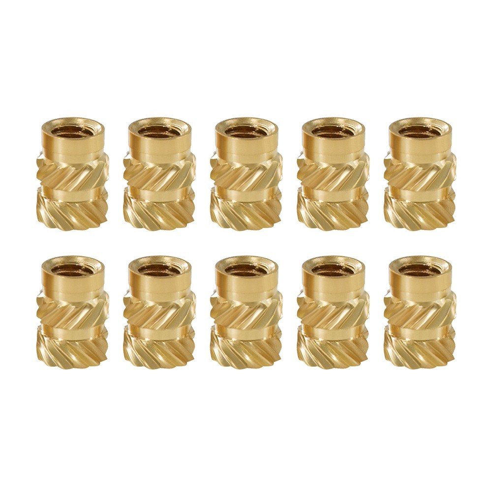 TWO TREES Mellow Brass Hot Melt Insert Nuts SL-Type Double Twill Knurled Nuts, 10Pcs - M4