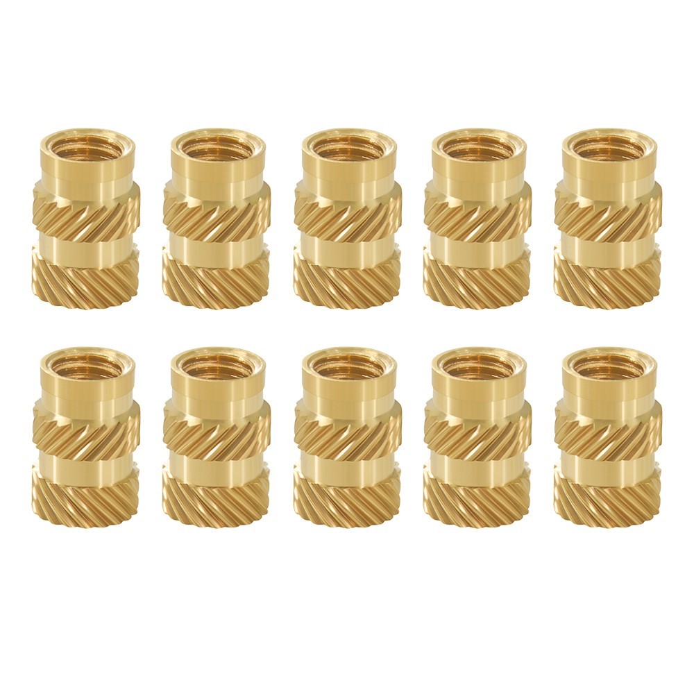 TWO TREES Mellow Brass Hot Melt Insert Nuts SL-Type Double Twill Knurled Nuts, 10Pcs - M5