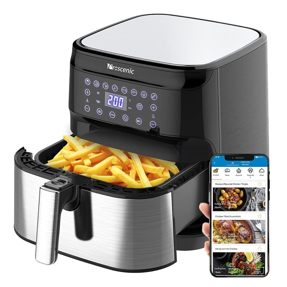 Proscenic T21 Smart Electric Air Fryer 5.5L 1700W Oil-free Non-stick Pan LED Touch Screen Alexa Google Assistant Voice Control - Black