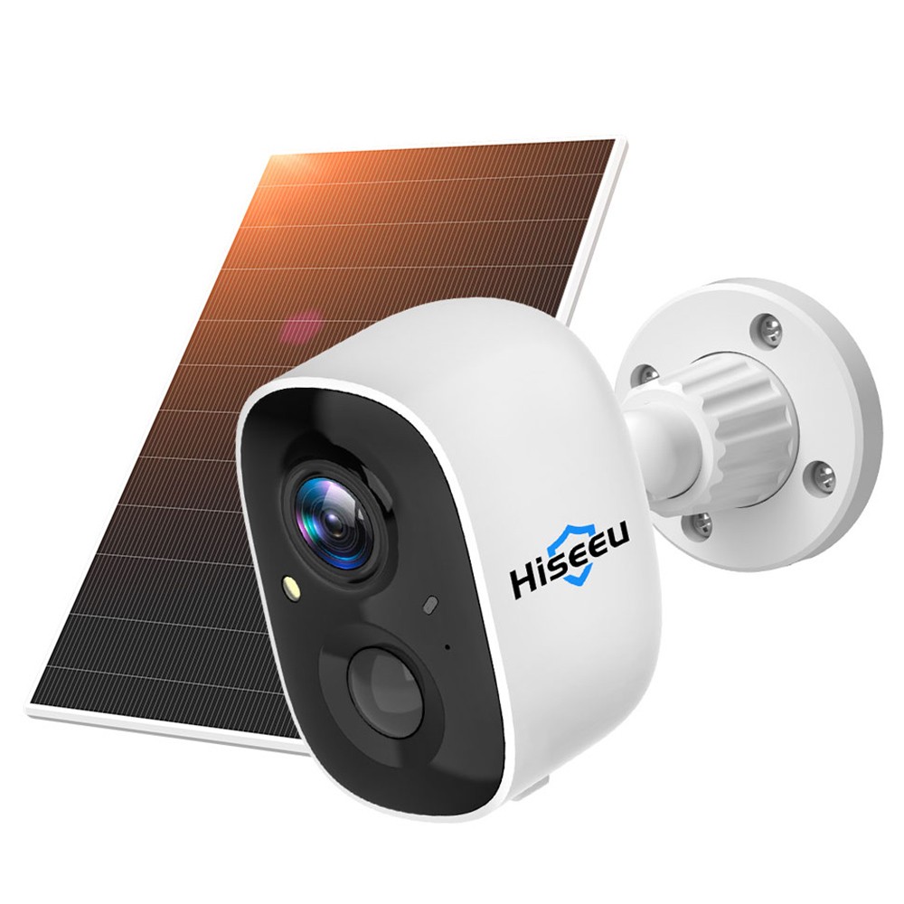 Hiseeu CG6-TZ 2K WiFi Surveillance Camera with Solar Panel, Battery Powered Wireless Outdoor Camera, 3MP Images, PIR Motion Detection, Color Night Vision, 2-Way Audio, IP65 Waterproof