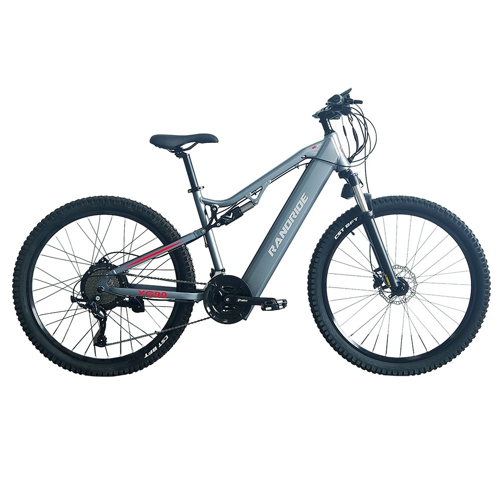 

RANDRIDE YG90A Electric Bike 1000W Motor 45km/h Max Speed 48V 17Ah Removable battery 70-90KM Max Range 27.5*2.4'' CST Tires 120kg Load Shimano 21 Gears - Blue
