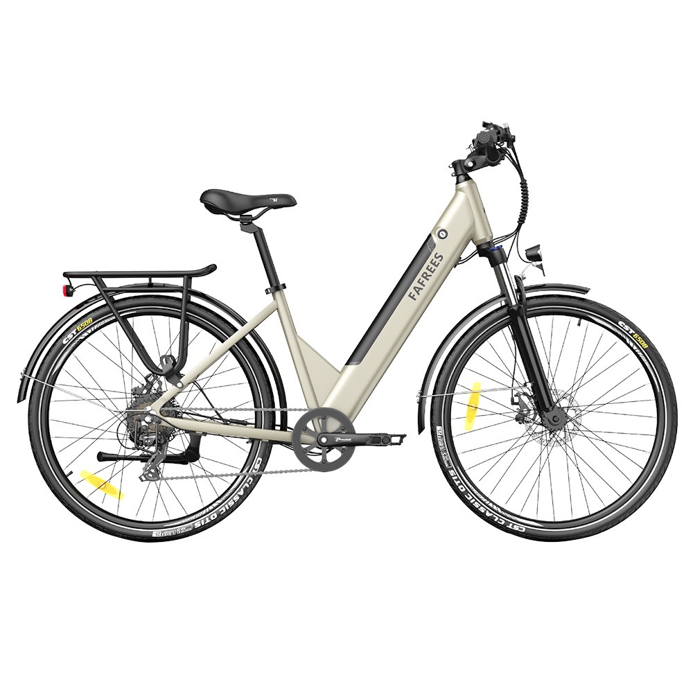 FAFREES F28 Pro 27.5'' Step-through City E-Bike 25Km/h 250W Motor 36V14.5Ah Embedded Removable Battery Shimano 7-Speed Gear - Gold