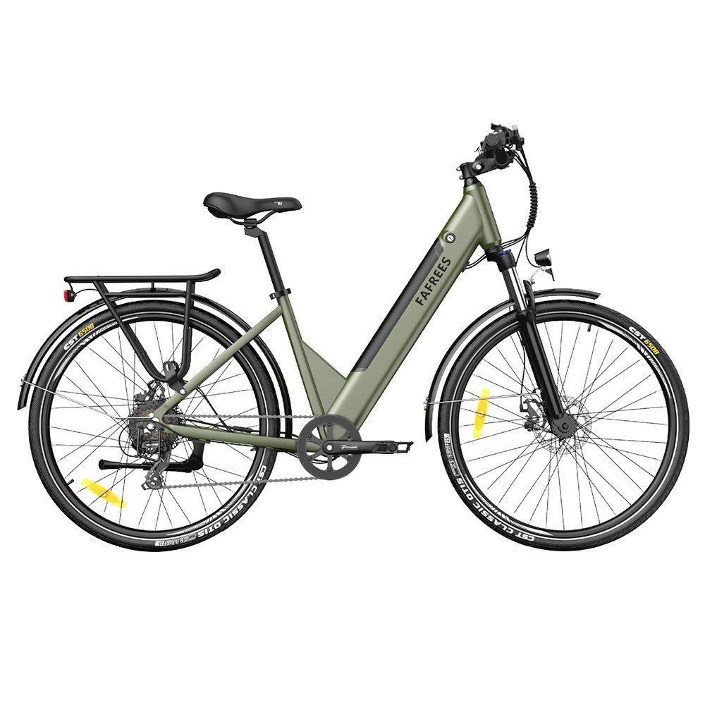 FAFREES F28 Pro 27.5'' Step-through City E-Bike 25Km/h 250W Motor 36V14.5Ah Embedded Removable Battery Shimano 7-Speed Gear - Green