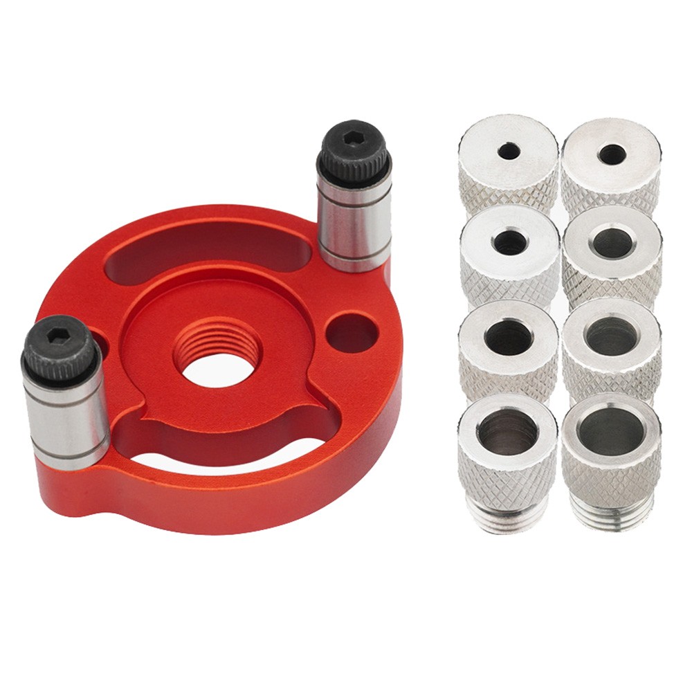 Ganwei Self-Adaptive Center Punching Locator with Knurled Bushings, Single Hole Positioning Puncher Woodworking Tool - Red