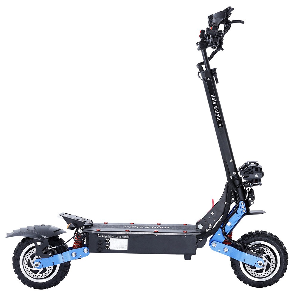 

Halo Knight T108 Pro Electric Scooter 11'' Off-Road Tire 3000W*2 Motors 95Km/h Max Speed 60V 38.4Ah Battery 80KM Range 200KG Max load Front & Rear Turn Signal IPX4 Waterproof Dual Hydraulic Brakes Electric Brake - Black