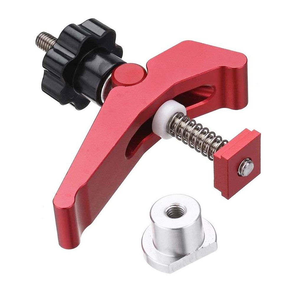 

HONGDUI YB07X Red Quick Acting Hold Down Clamp, Woodworking Table T-Slot T-Track Clamp