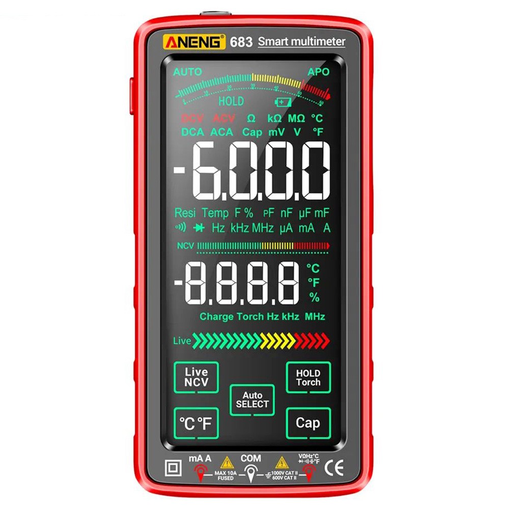 Aneng Digital Multimeter With Combination Cable Red